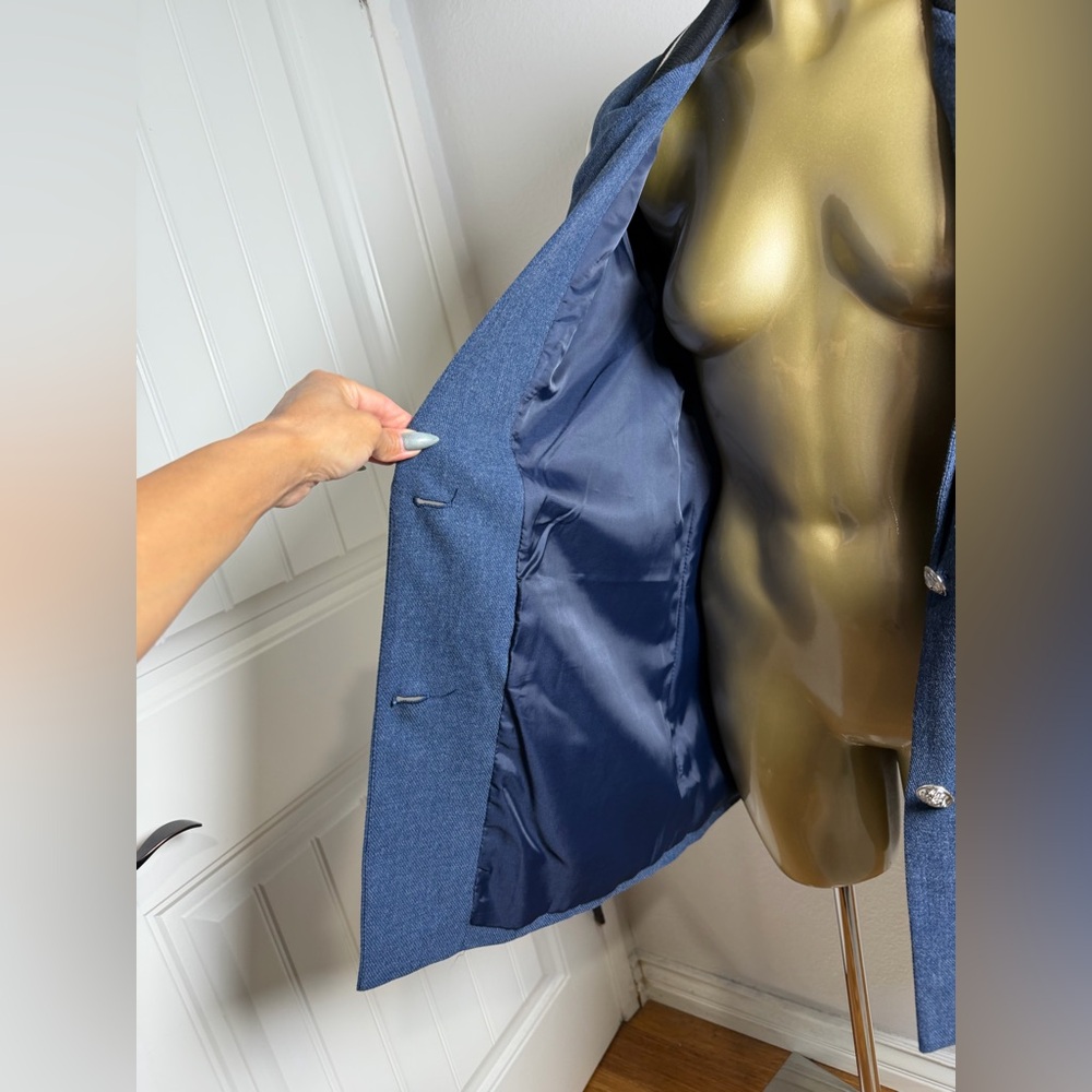 DOLCE CABO Tailored Two-Tone Blazer Jacket - Blue with White Sleeves M - Picture 6 of 10